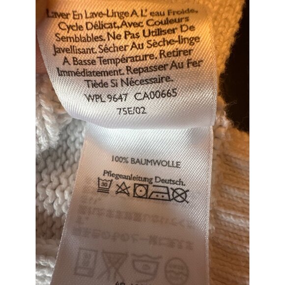 Eddie Bauer  V-Neck Sweater L Tall 100% Cotton White Coastal Old Money Preppy - Picture 5 of 6